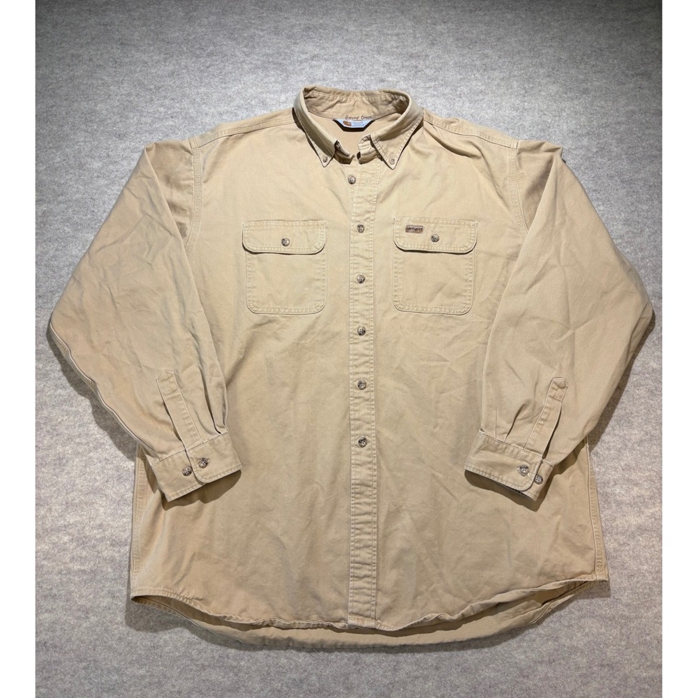 Carhartt Mens Tan Rugged Outdoor Wear Canvas Button Down Work Shirt XL